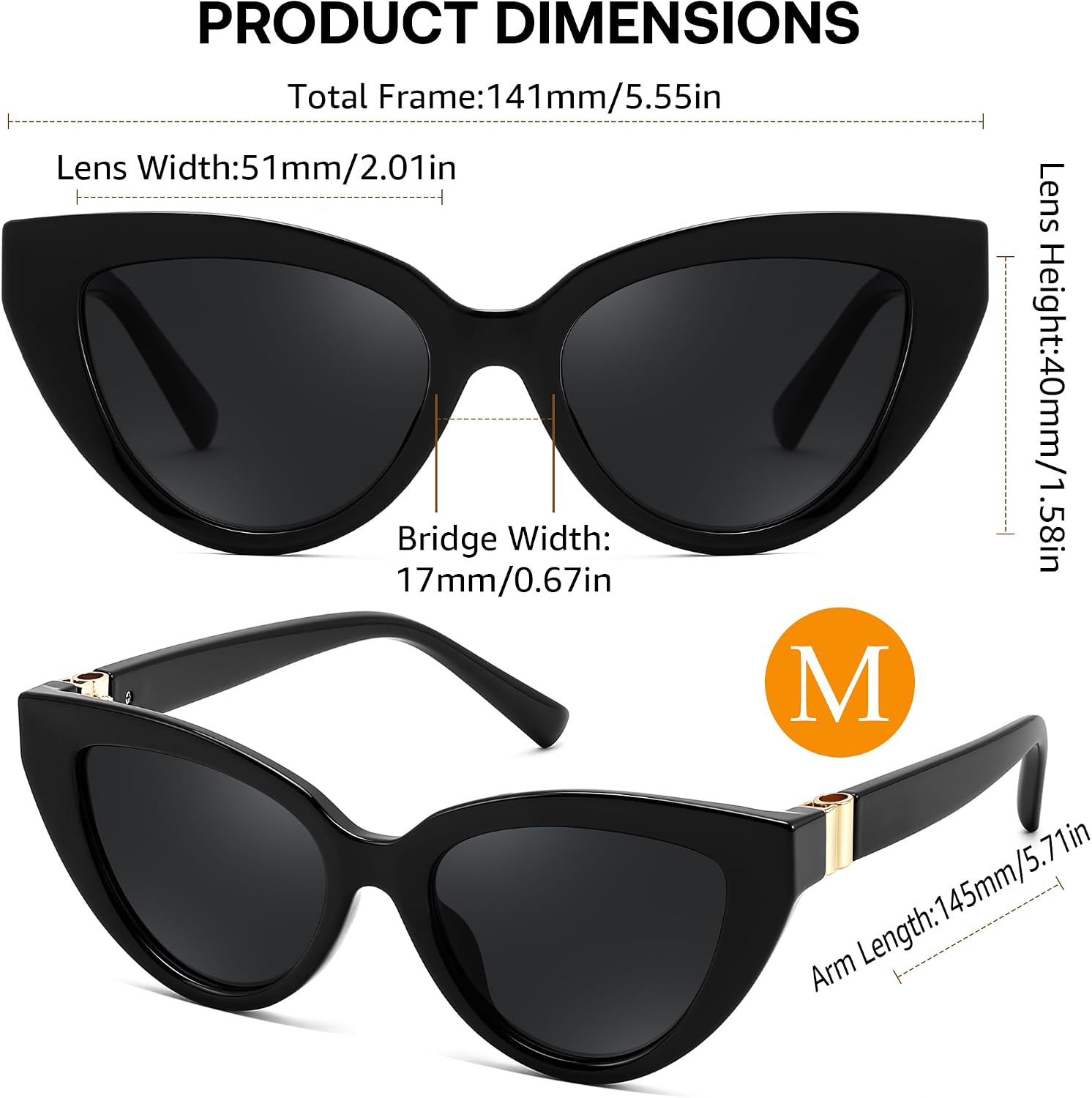 商品图片 5 | B0GVF3CZ9N | FEISEDY Cat eye Sunglasses Polarized and Retro Stylish for Women Men B0428 | UV400 Protection, for Driving Fishing Beach Travel and Party, Metal Accents, Versatile Styling