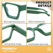 ÉÌƷͼƬ 41 | B0DXDYMMPM | FEISEDY Retro Blue Light Blocking Glasses for Women Men 90s Classic Rectangle Frame Thick Chic Computer Eyeglasses B2383R