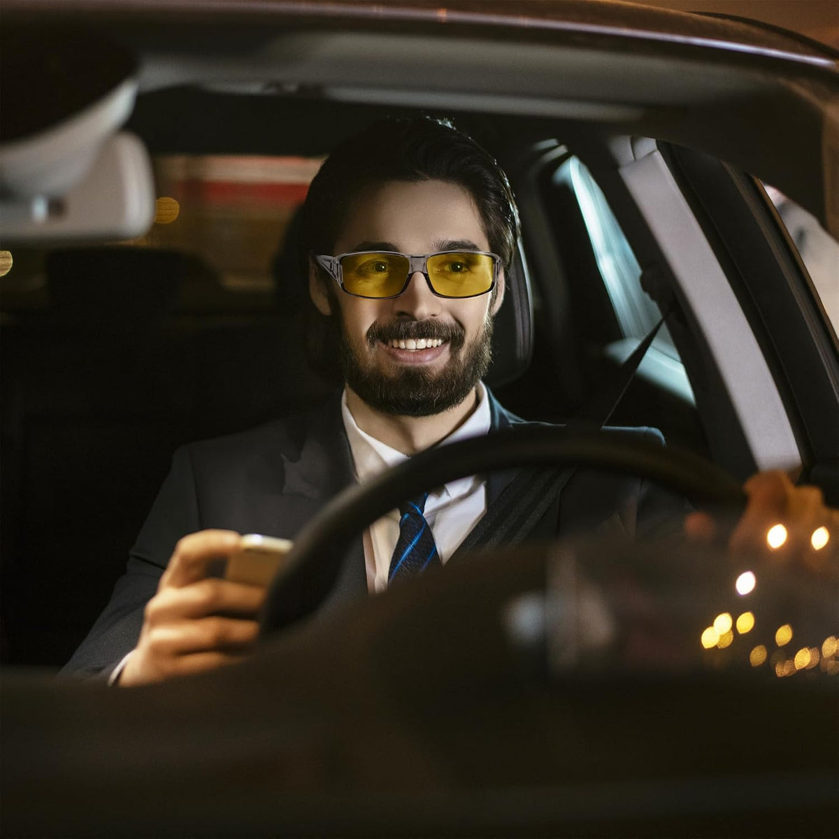 商品图片 4 | B0DK39MNNQ | DJ10094 Night Vision Glasses Fit Over Glasses, Anti Glare Yellow Lens for Men & Women