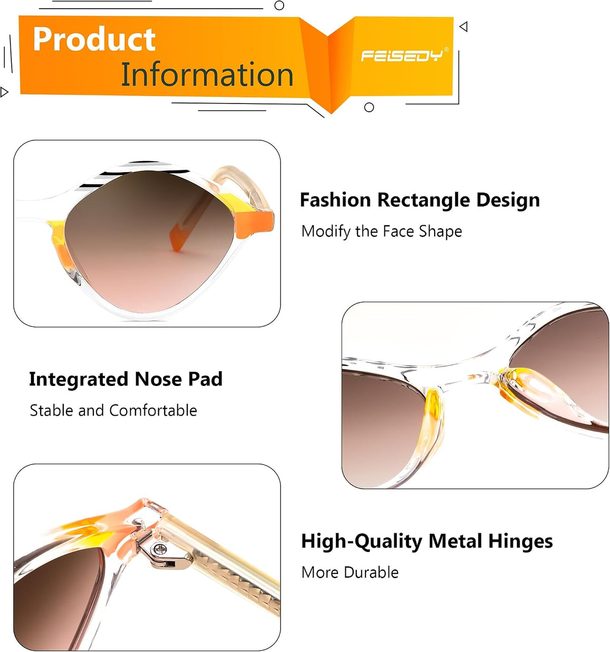 ÉÌƷͼƬ 26 | B0DJ6Y4Z5K | FEISEDY Sunglasses Womens Trendy Rectangle Retro Y2K Classic Sun Glasses Fashion Square UV400 Protection B0235