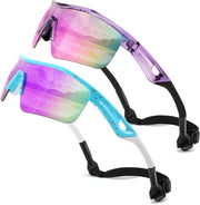 2pack Transparent Purple+spot Blue & Purple / 125 Millimeters | B0DZH66XLN | FEISEDY Kids Polarized Sports Sunglasses, TR90 UV400 Baseball Cycling