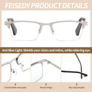 ÉÌƷͼƬ 6 | B0GS97VYPH | FEISEDY Blue Light Blocking Reading Glasses for Women Men, Classic Stylish Square Metal Semi Rimless Frame B0412