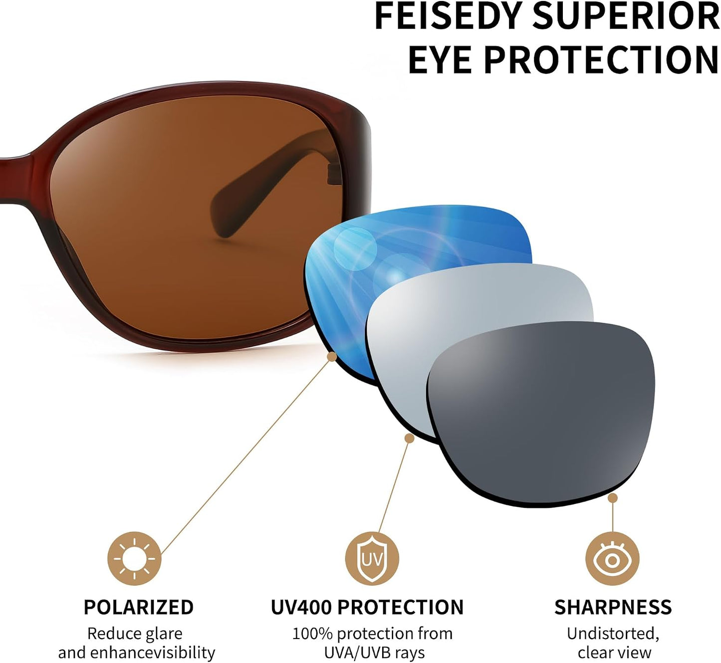 商品图片 33 | B0H4R52F3D | FEISEDY Women's Polarized Sunglasses Wrap Around Vintage Fashion Sunnies UV400 Protection B0394