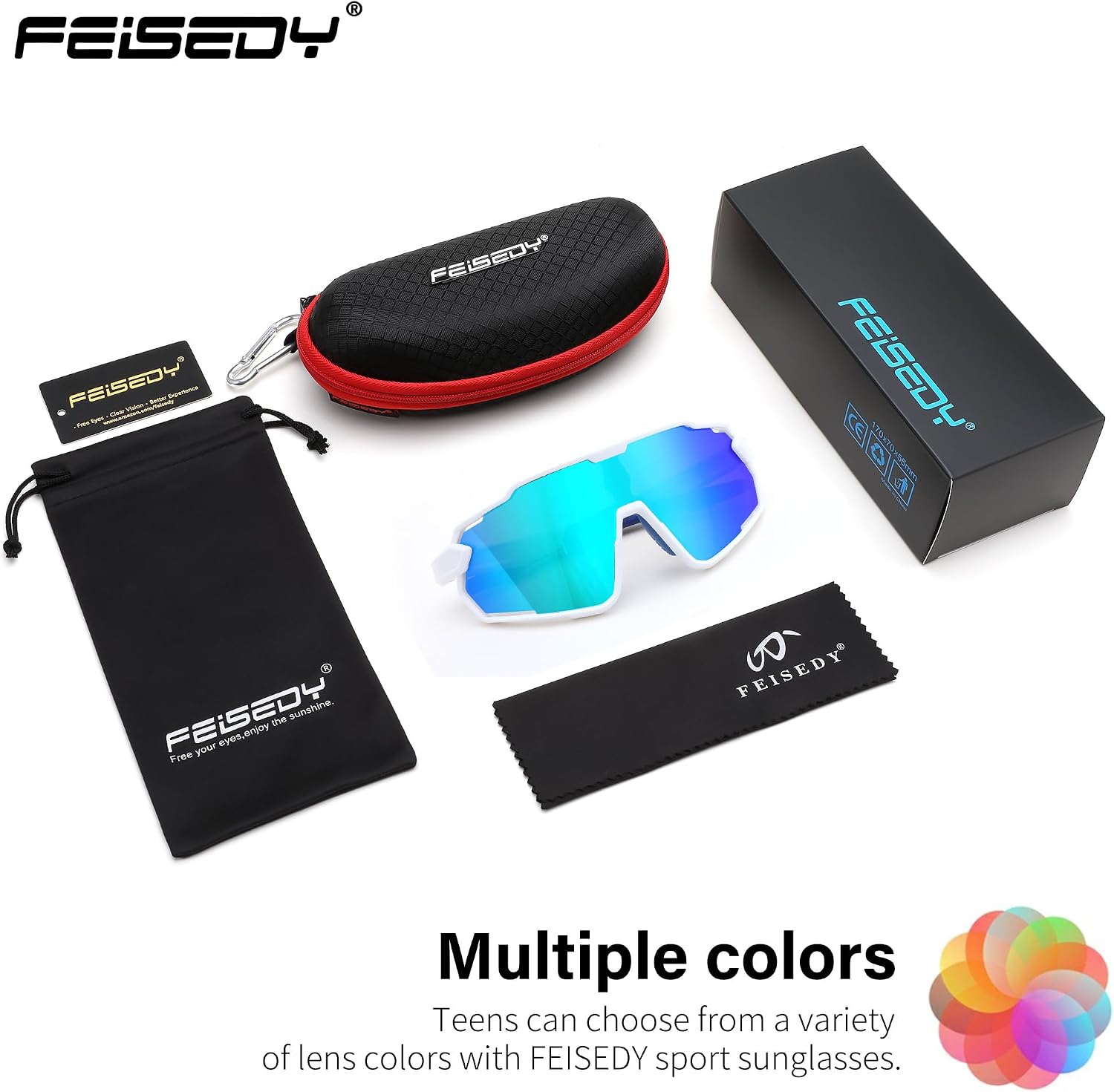 商品图片 7 | B0D6XZ67Q2 | FEISEDY Kids Teens Baseball Polarized Sunglasses Lightweight Frame UV400 Sports Cycling Shades for Boys Girls B0190