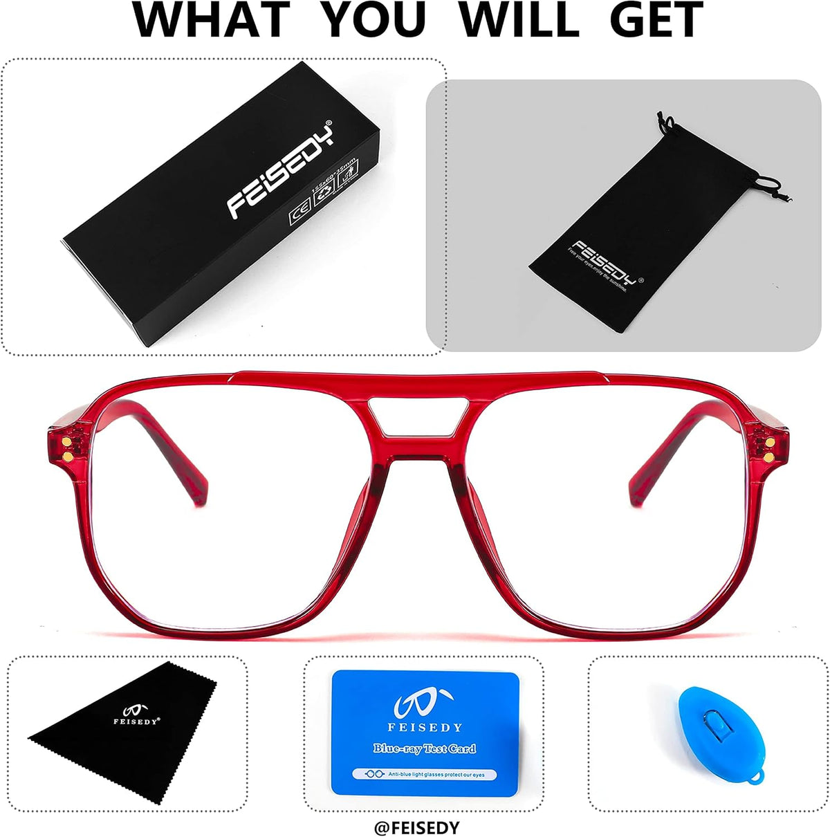 ÉÌƷͼƬ 21 | B0C6ZZXZ3F | FEISEDY Blue Light Glasses for Women Men Oversized Pilot Lightweight B2866