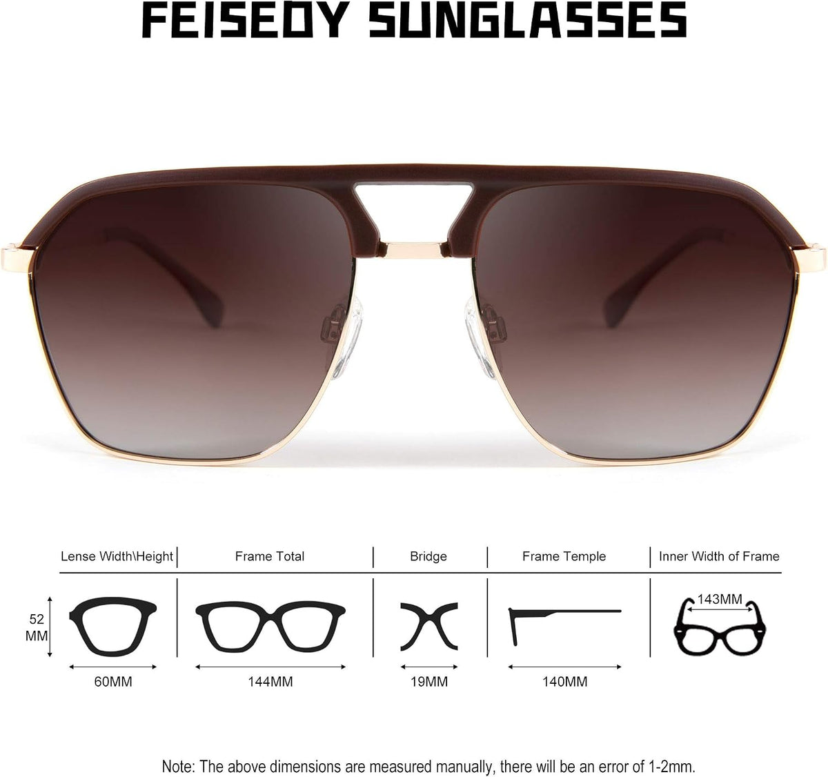 ÉÌƷͼƬ 6 | B08N6H71ST | FEISEDY Polarized Sunglasses UV400 Protection Square Frame Lightweight Eyewear for Men B2699