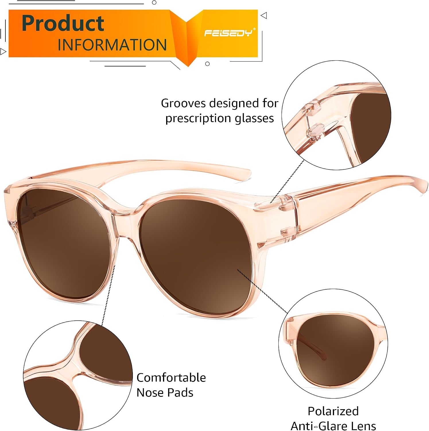 商品图片 44 | B0FRRT5Z37 | FEISEDY Fit Over Glasses Polarized Sunglasses, UV400 Protection for Driving & Outdoor Activities B0328