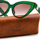Green Frame + Gradient Red Brown Lens / 51 Millimeters | B0GVF5BMGQ | FEISEDY Cat eye Sunglasses Polarized and Retro Stylish for Women Men B0428 | UV400 Protection, for Driving Fishing Beach Travel and Party, Metal Accents, Versatile Styling