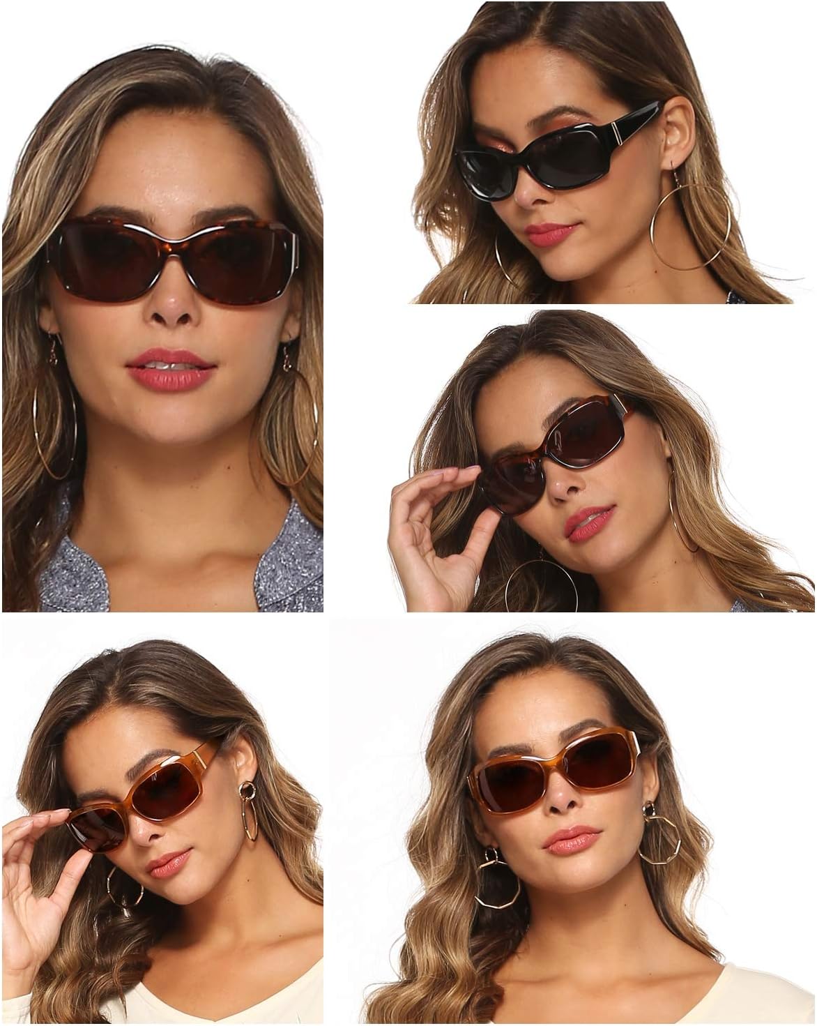 ÉÌƷͼƬ 21 | B07XNYV3GC | FEISEDY Polarized Oversized Sunglasses for Women Men, Classic Rectangle Wrap Around Large Frame UV400 Protection B2504
