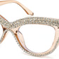 Tea Diamond / 51 Millimeters | B0CPBK3GBL | FEISEDY Diamond Blue Light Blocking Glasses Cat Eye Rhinestone Women Oversized Anti Eyestrain Computer Glasses Frame B2358