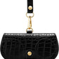 商品图片 24 | B0H4QTYMQP | FEISEDY Soft Crocodile Textured Leather Sunglass Bag, Portable Glasses Pouch With Button Clip Wrist Strap B0366