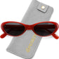 Transparent Red Frame Grey Lens / 54 Millimeters | B0H6W1XPPZ | FEISEDY Retro Oval Polarized Sunglasses for Women Cat Eye TR90 Shades B0460