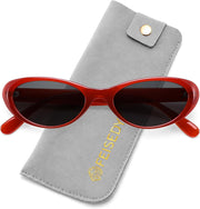 Transparent Red Frame Grey Lens / 54 Millimeters | B0H6W1XPPZ | FEISEDY Retro Oval Polarized Sunglasses for Women Cat Eye TR90 Shades B0460