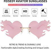 ÉÌƷͼƬ 13 | B0D9428ZX6 | FEISEDY Melting Flame Heart Sunglasses For Women Men Trendy Rimless Fire Shaped Party Glasses B2366