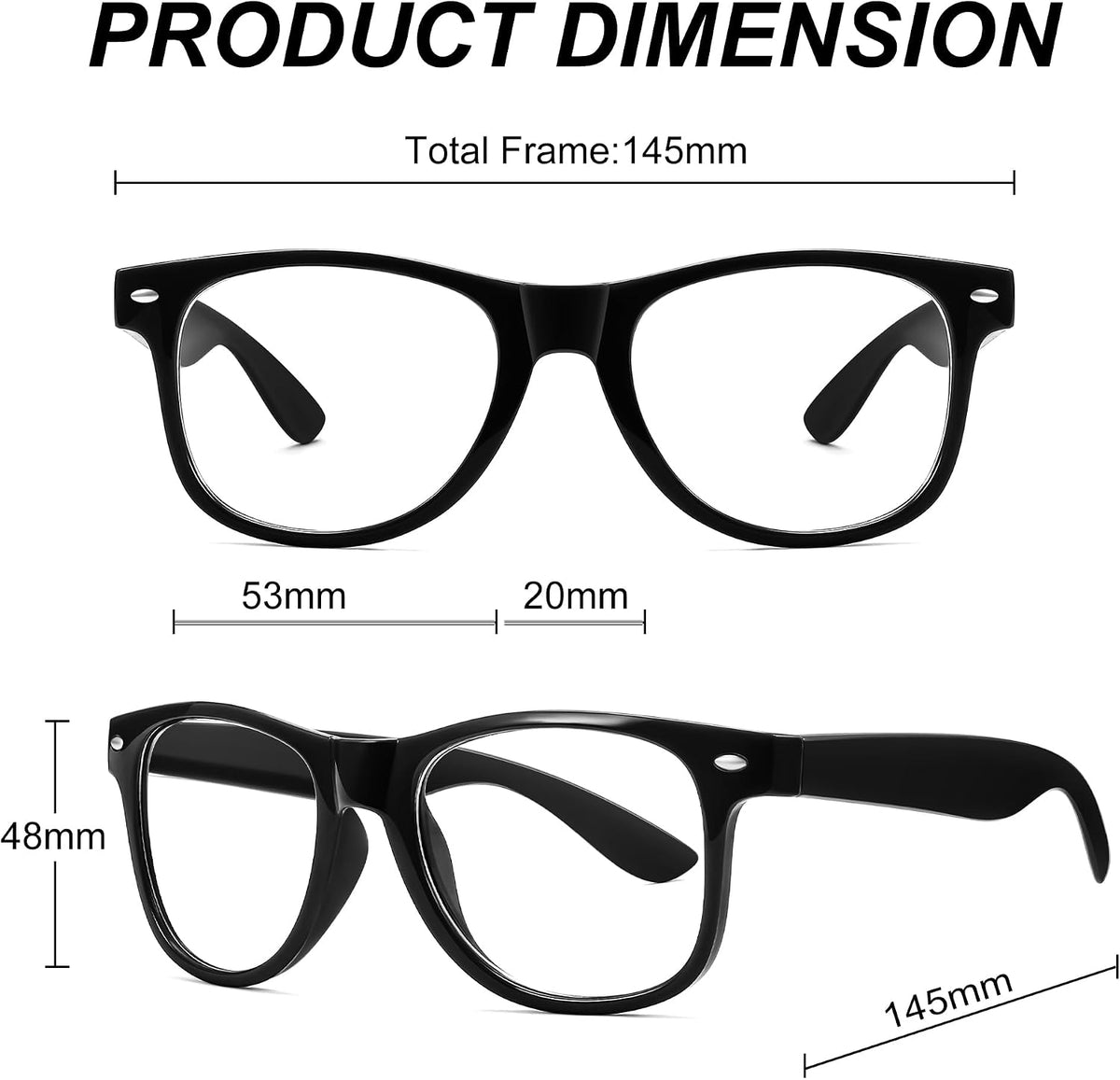 商品图片 12 | B0DSPKNSFY | FEISEDY Classic Square Eyewear Frame Clear Lens Retro Nerd Fake Glasses for Men Women Cosplay Costume Eyeglasses B0276