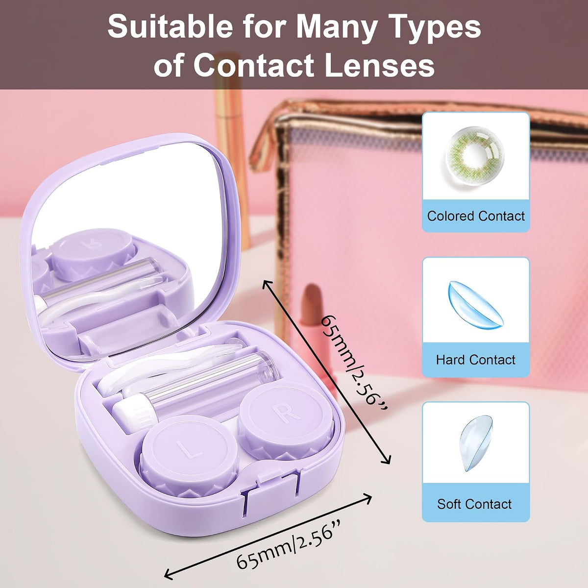 商品图片 10 | B0CND2TZC4 | FEISEDY Portable Cute Contact Lens Case Remover Tool With Mirror Tweezers Kit for Women and Girl B0081