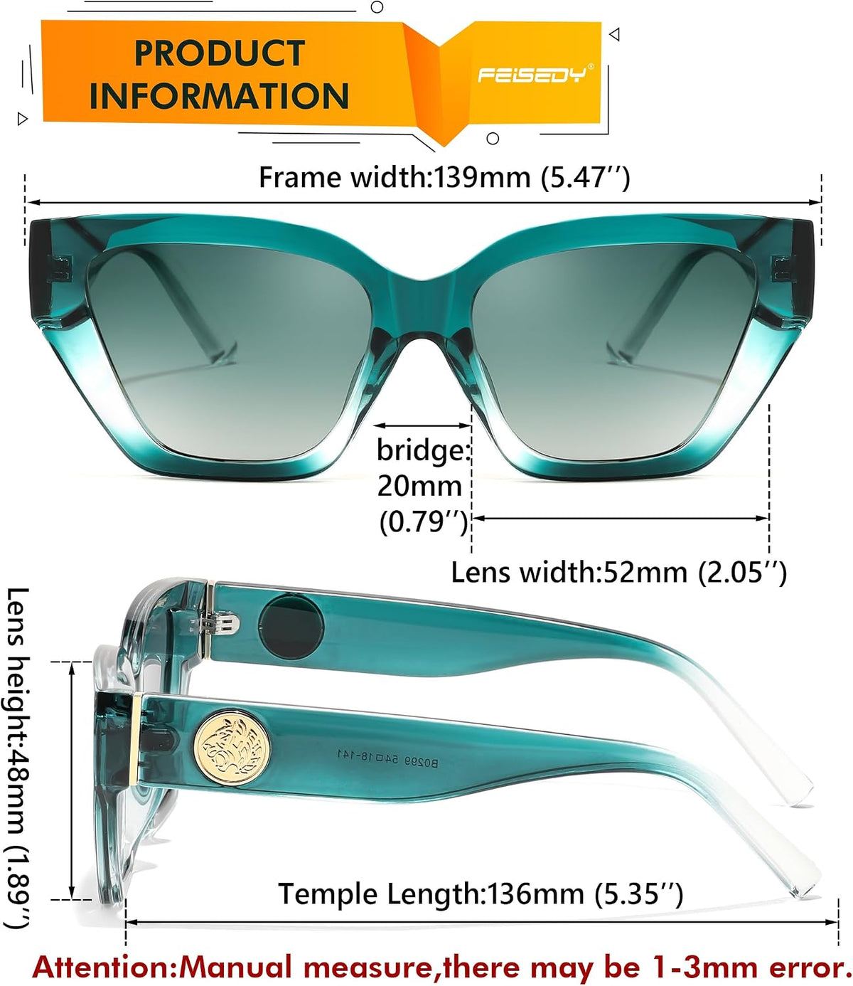 ÉÌƷͼƬ 32 | B0F8N6T6HM | FEISEDY Women's Polarized Cat Eye Sunglasses - UV400 Protection, Trendy Design for Driving & Daily Wear B0299