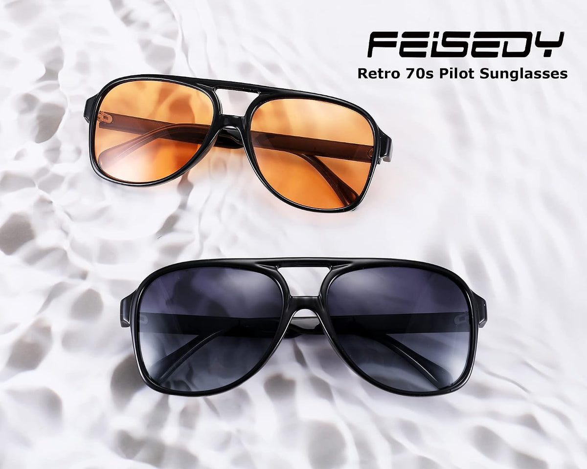 ÉÌƷͼƬ 83 | B0CB543WBD | FEISEDY Vintage Retro 70s Plastic Aviator Sunglasses Women Men Classic Large Squared Frame B2751