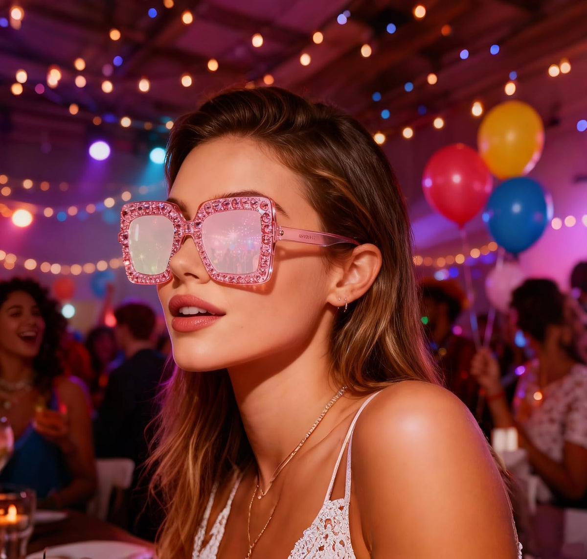 ÉÌƷͼƬ 49 | B077GMJCV8 | FEISEDY Women Sparkling Crystal Sunglasses Oversized Square Thick Frame B2283