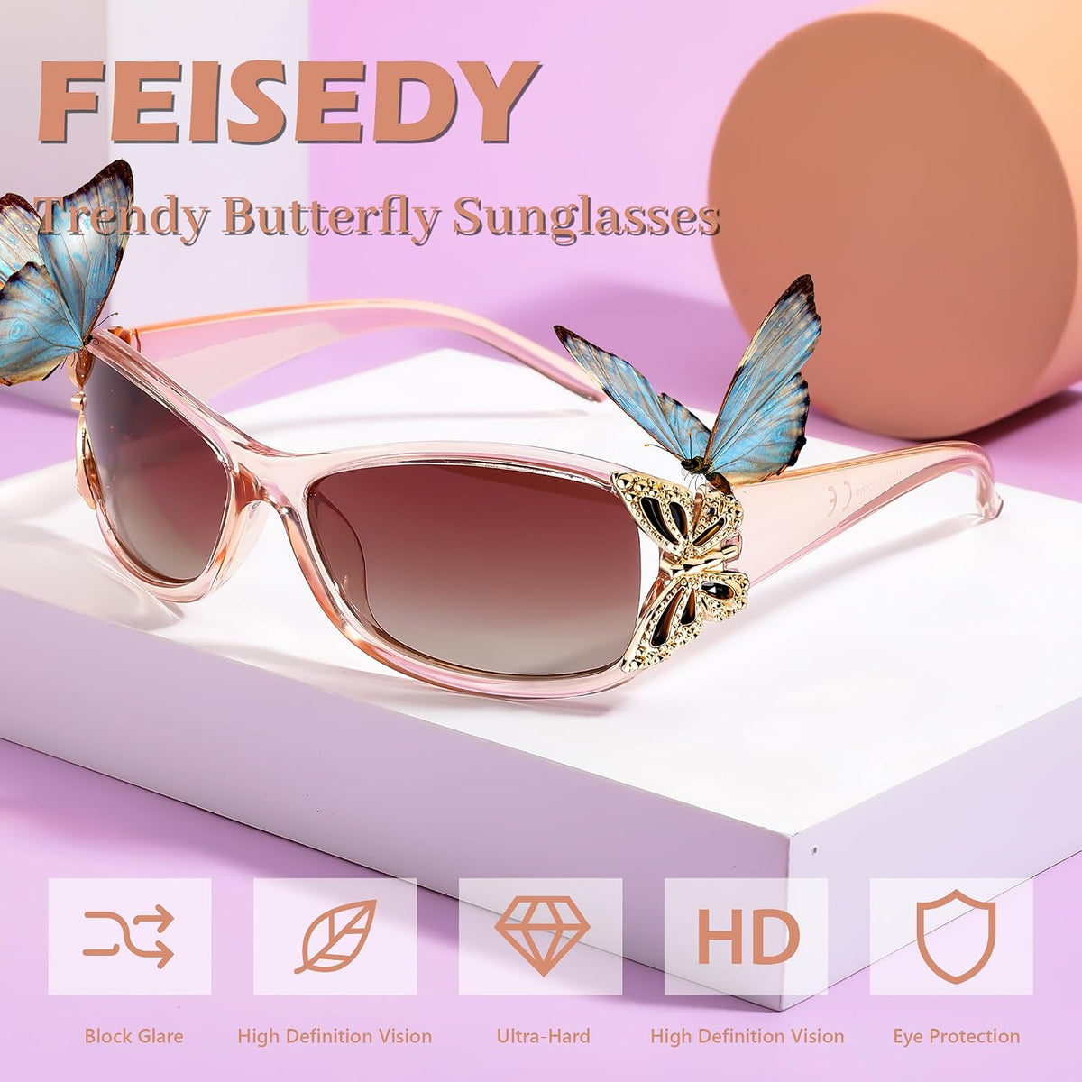 ÉÌƷͼƬ 7 | B0CNRQ7WVZ | FEISEDY Y2K Women Polarized Sunglasses Butterfly Wrap Around UV400 Shades