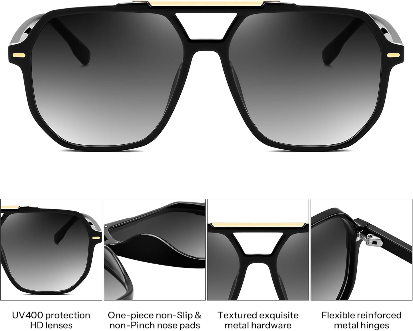 商品图片 5 | B0H71K72HH | FEISEDY Retro Aviator Sunglasses for Women Men 70s Square Sun Glasses B0281