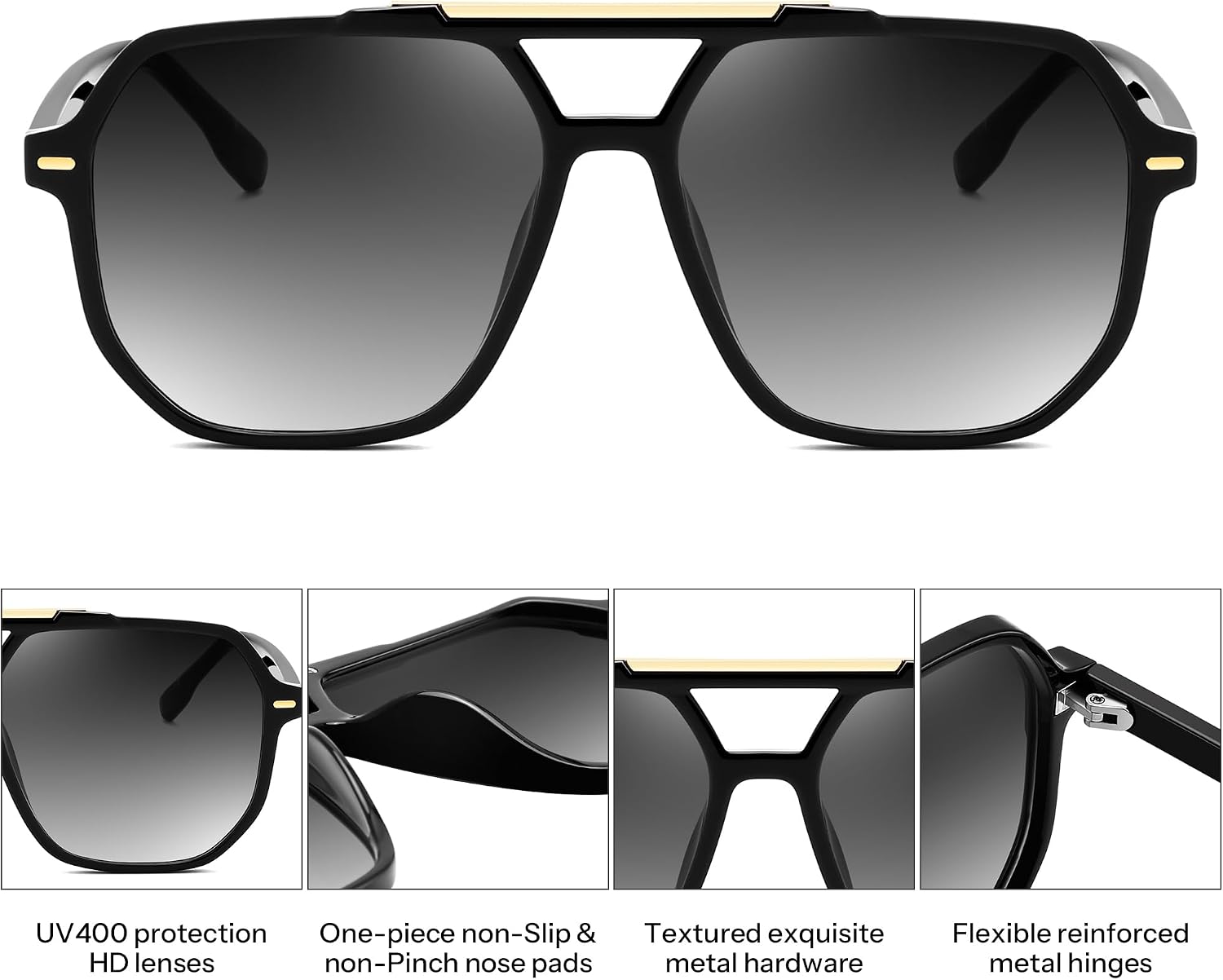 商品图片 5 | B0H71K72HH | FEISEDY Retro Aviator Sunglasses for Women Men 70s Square Sun Glasses B0281