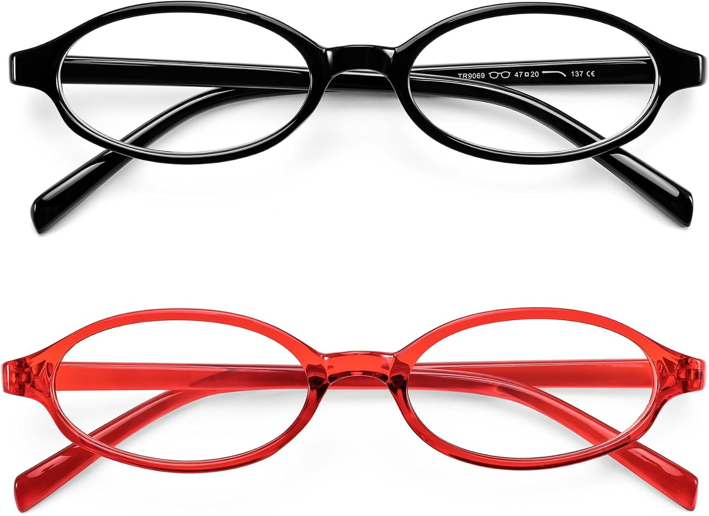 Black and Red / 47 Millimeters | B0F4CDYW76 | FEISEDY Y2K Retro Oval Nerd Blue Light Glasses for Women B0258