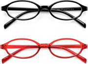 Black and Red / 47 Millimeters | B0F4CDYW76 | FEISEDY Y2K Retro Oval Nerd Blue Light Glasses for Women B0258