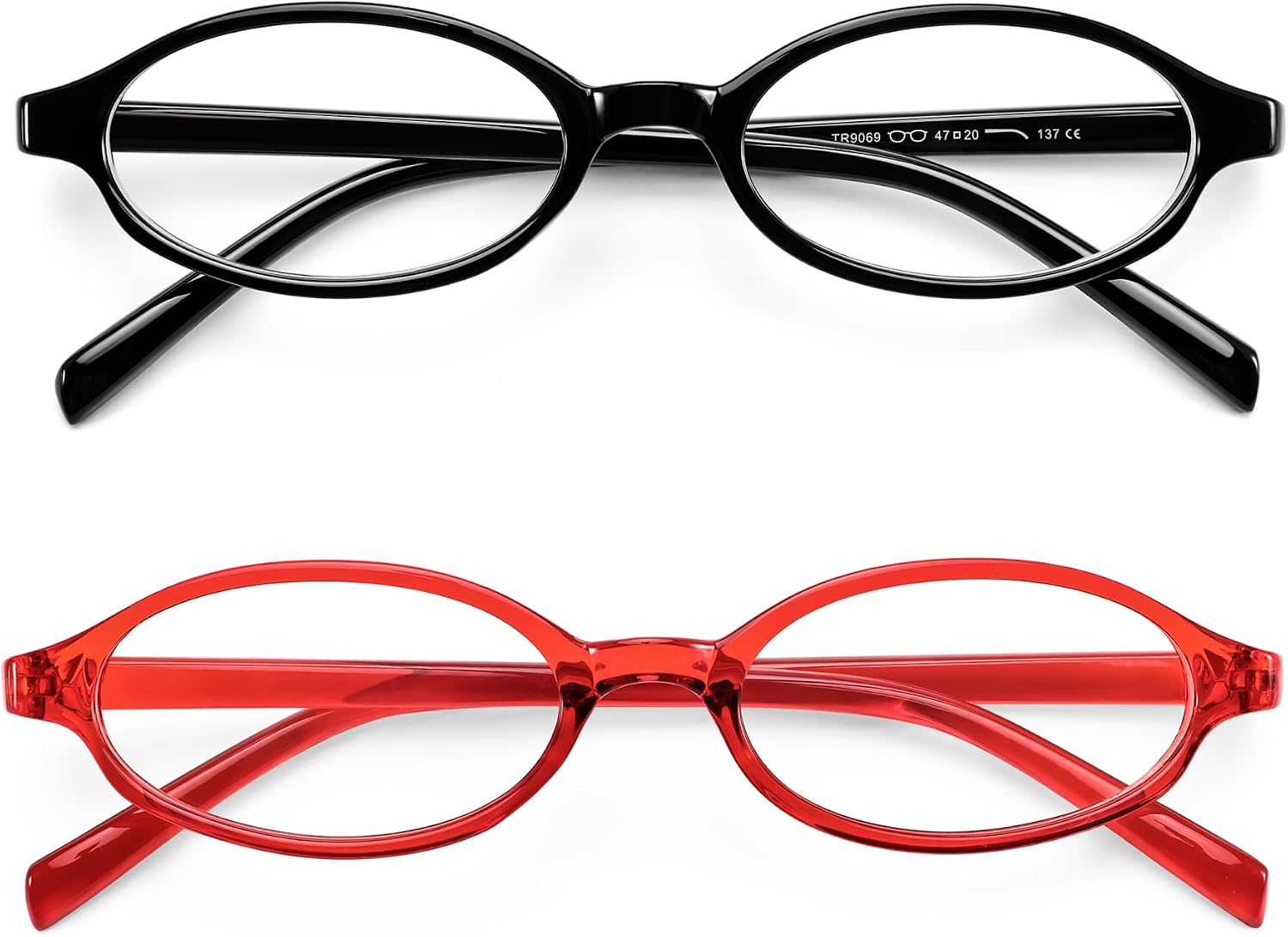 Black and Red / 47 Millimeters | B0F4CDYW76 | FEISEDY Y2K Retro Oval Nerd Blue Light Glasses for Women B0258