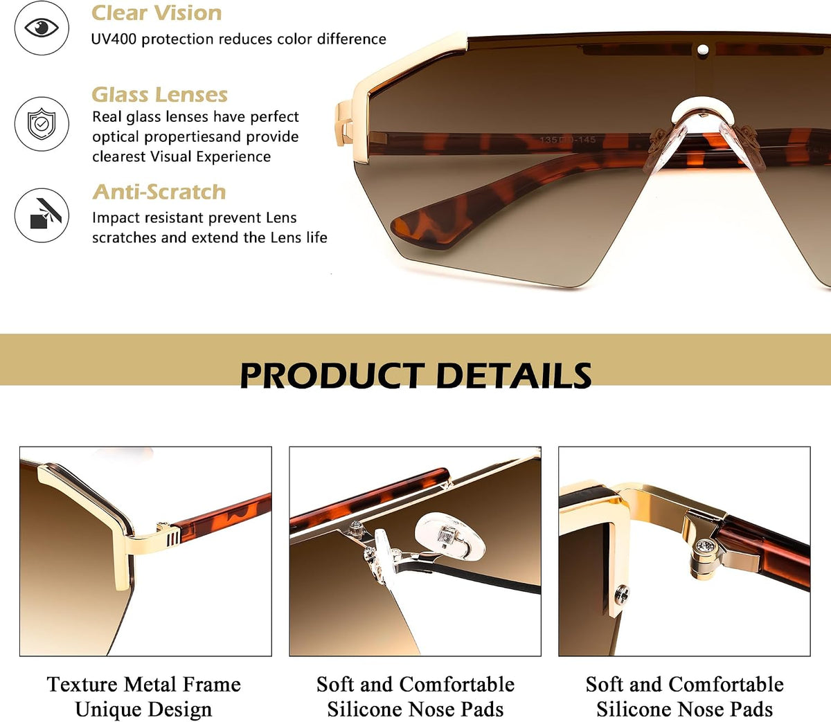 ÉÌƷͼƬ 21 | B0D6G3P982 | FEISEDY Fashion Flat One Piece Oversized Sunglasses Rimless Irregular Stylish Retro Design Shade Women Men B0153