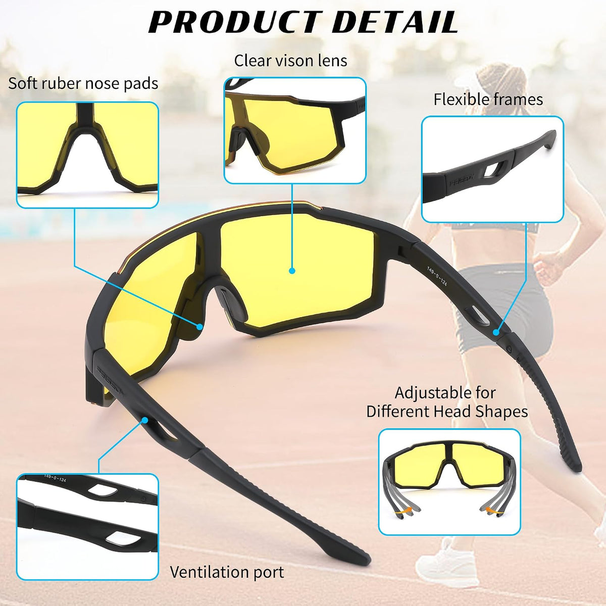 ÉÌƷͼƬ 12 | B0DTYL7JBV | FEISEDY Sports Sunglasses for Men, Women and Teens - Baseball, Biking, Cycling UV400 Protection B2388