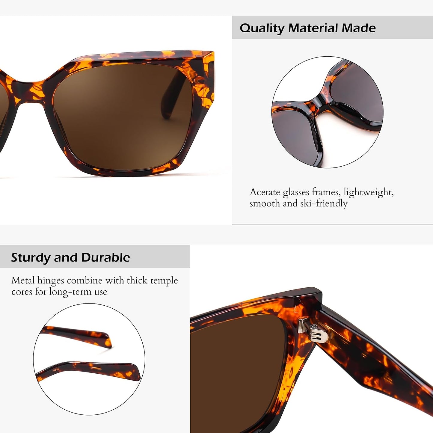 商品图片 4 | B0CWH35L5W | FEISEDY Square Fashion Sunglasses for Men Women Trendy Chunky Rectangle Sun Glasses Designer Style Shades B0107