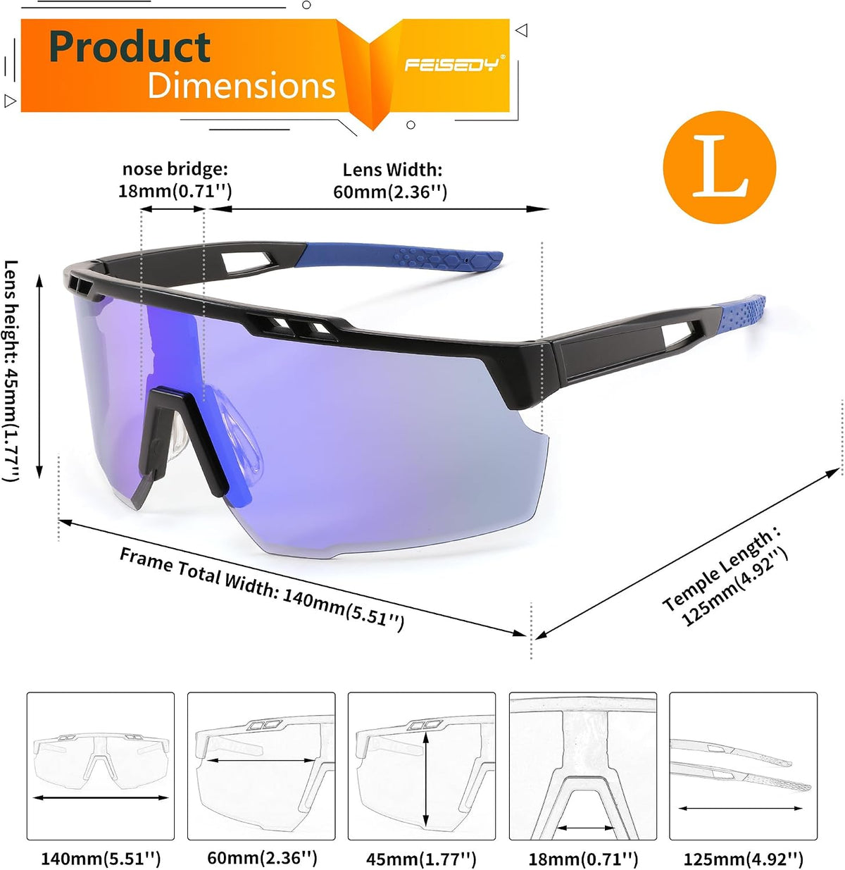 ÉÌƷͼƬ 22 | B0CBRSHNT3 | FEISEDY Sports Sunglasses for Men and Women, UV400 Protection Cycling Goggles Golf Baseball Driving Fishing B0022