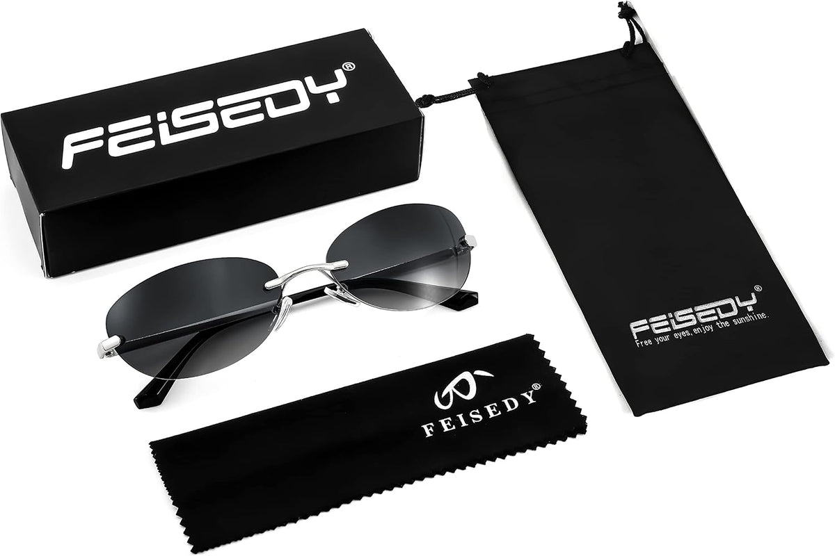 ÉÌƷͼƬ 28 | B0BZPBKFF1 | FEISEDY Trendy Rimless Oval Sunglasses for Women Men Retro 90s Eyewear Frame Y2K Glasses B2393