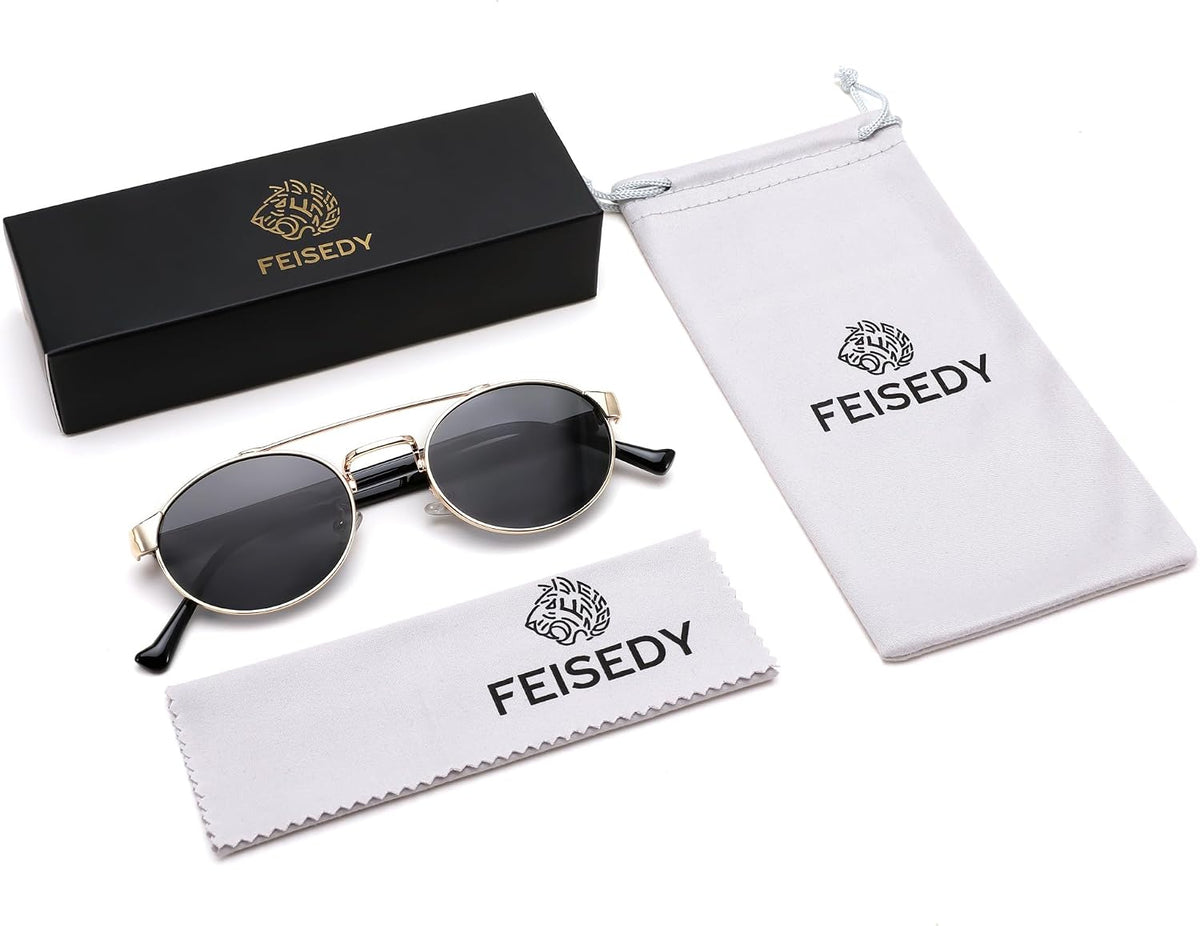 ÉÌƷͼƬ 7 | B0DRYKH1MV | FEISEDY Classic Trendy Oval Sunglasses Women Men Cute Small Shade Metal Frame Sunnies B0264