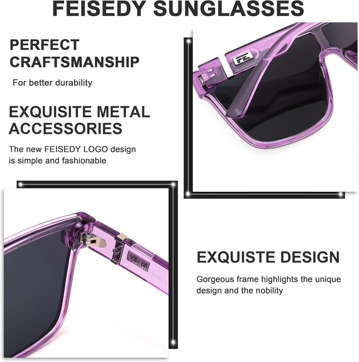 ÉÌƷͼƬ 131 | B0B2836HD6 | FEISEDY Sunglasses for Women Men, Fashion Mirrored Single Lens Shades