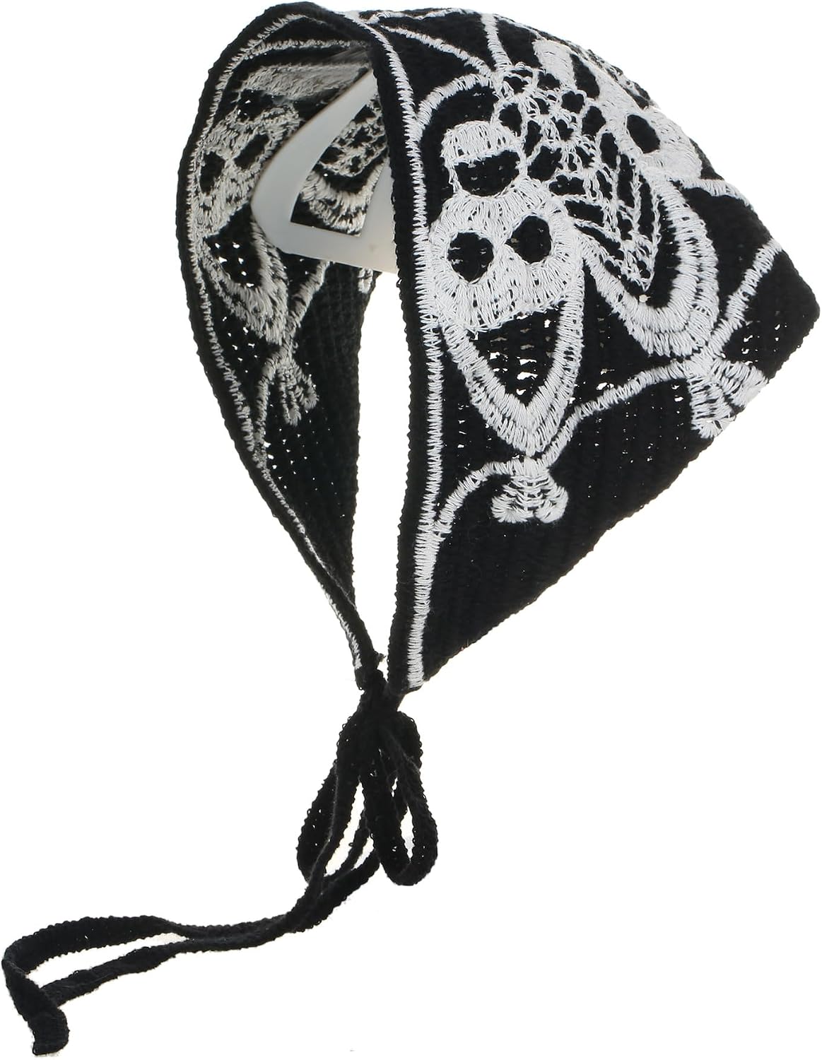 商品图片 6 | B0FP53XVZ4 | Retro Skull Headband – Halloween Hair Accessories Black Gothic Hair Band with Spiderweb & Skull Design, Soft Stretchy