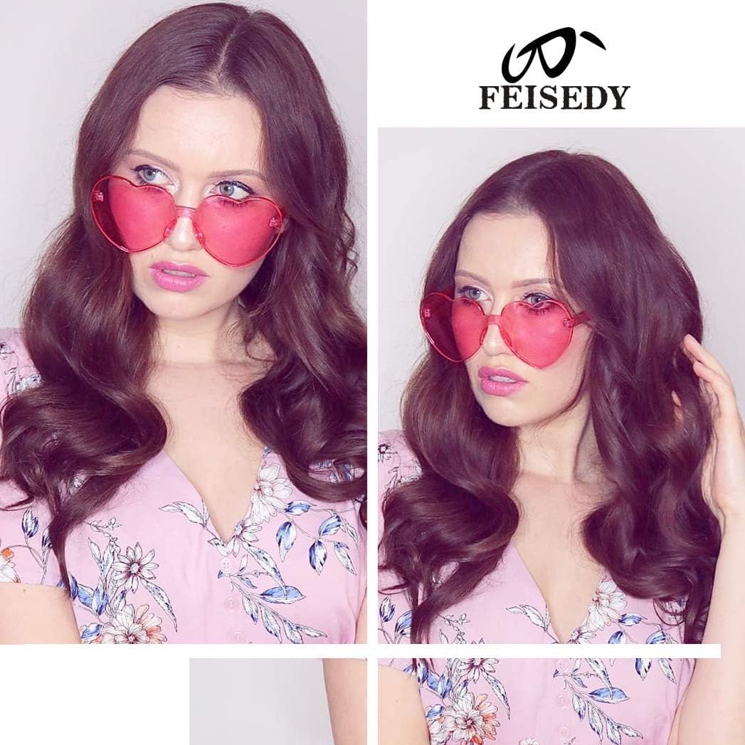 商品图片 42 | B07BLKHDRH | FEISEDY Thick Heart Sunglasses Rimless Heart Shaped Sun Glasses Women Fashion Love Glasses B2419