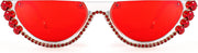 ÉÌƷͼƬ 10 | B0BKQFVBKQ | FEISEDY Women Crystal Cateye Sunglasses Half Frame Sparkling Trendy Retro Clout Goggles B2975