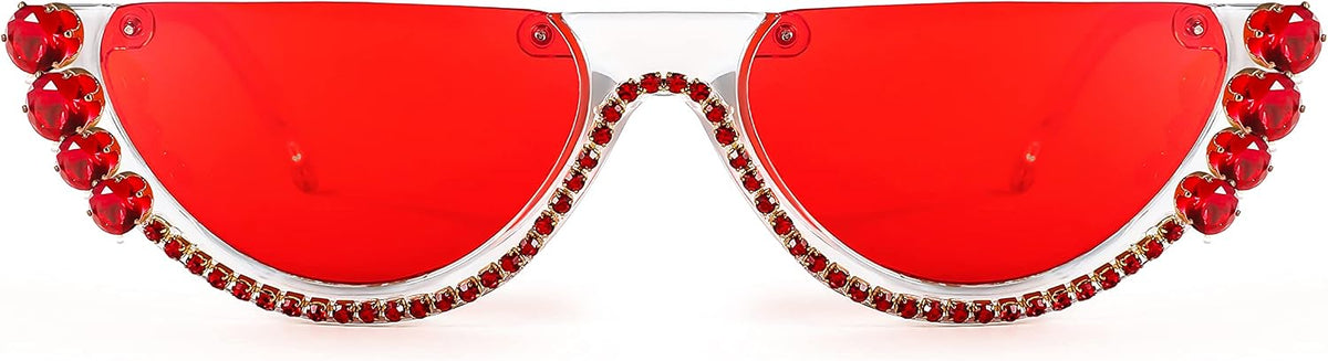 ÉÌƷͼƬ 10 | B0BKQFVBKQ | FEISEDY Women Crystal Cateye Sunglasses Half Frame Sparkling Trendy Retro Clout Goggles B2975
