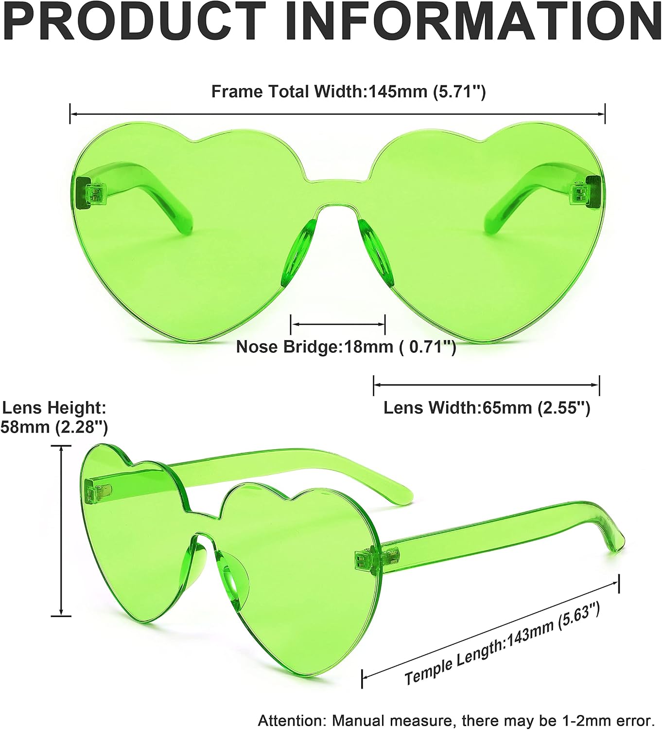 商品图片 50 | B07BLKHDRH | FEISEDY Thick Heart Sunglasses Rimless Heart Shaped Sun Glasses Women Fashion Love Glasses B2419