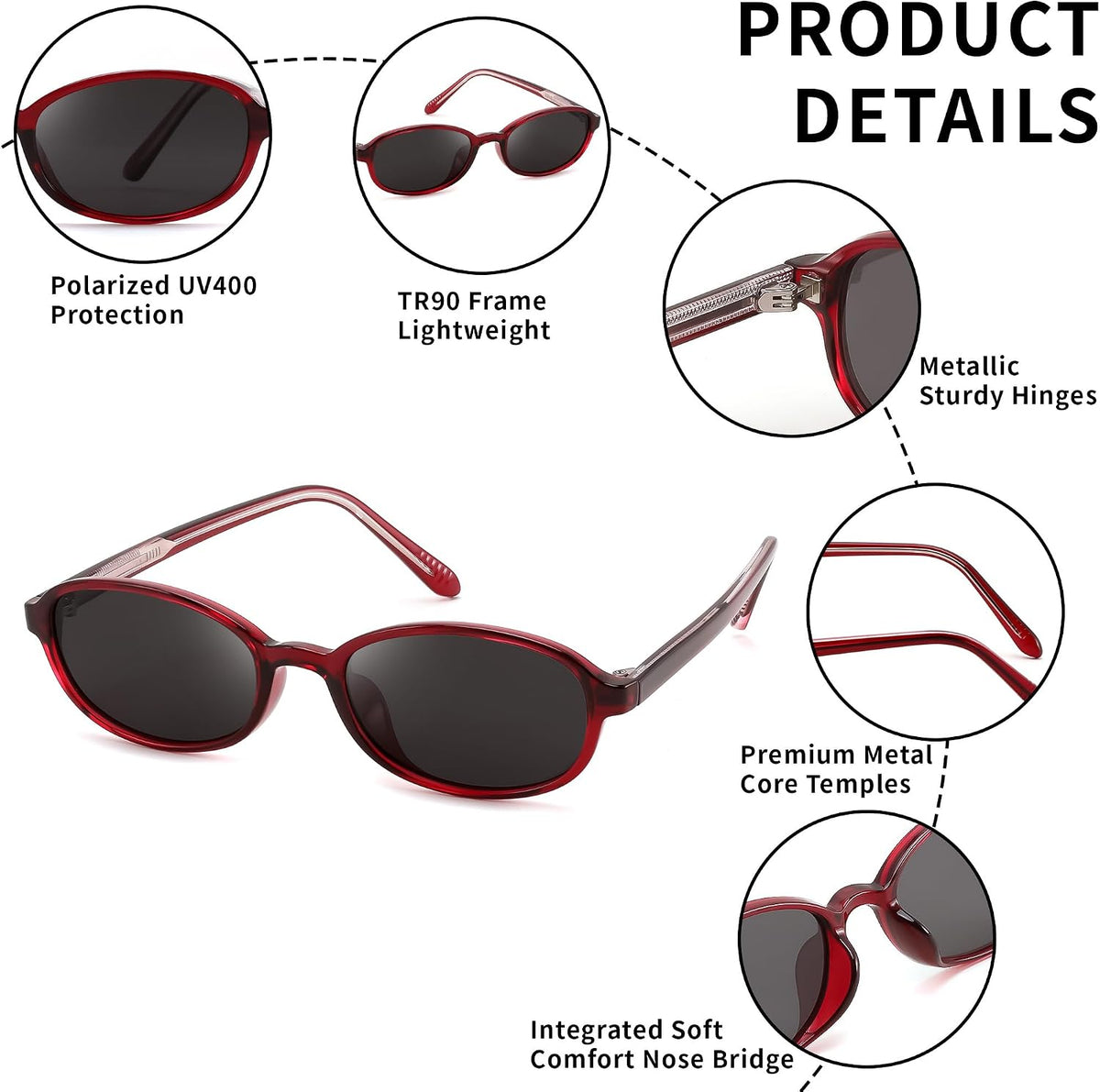 ÉÌƷͼƬ 23 | B0GY44LNSR | FEISEDY Retro Polarized Oval Sunglasses Women Men UV400 Protection B0447