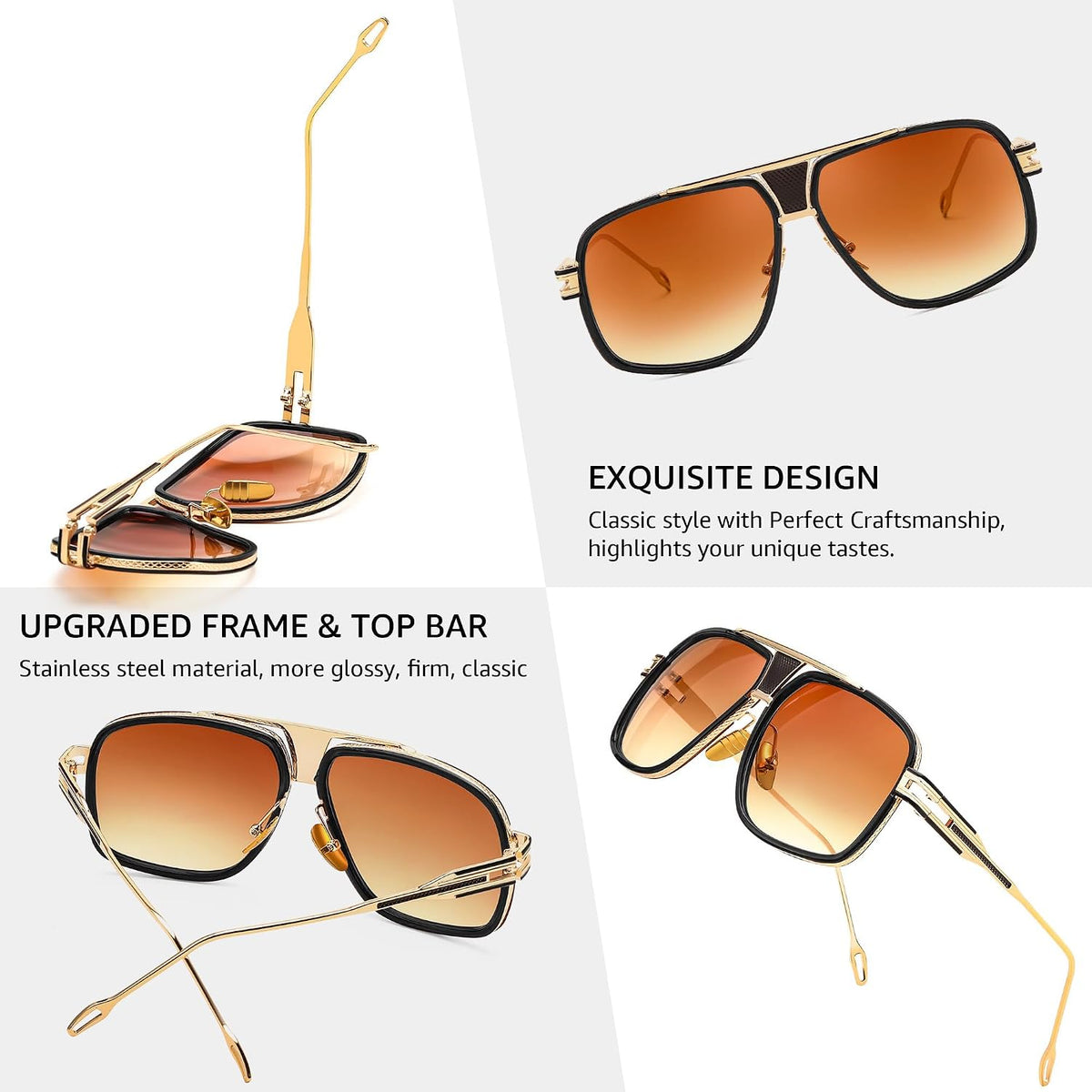 ÉÌƷͼƬ 3 | B0FLQ31HK3 | FEISEDY Sunglasses Mens Oversized Retro Metal Steampunk Shades Sunnies Fishing Driving B0272