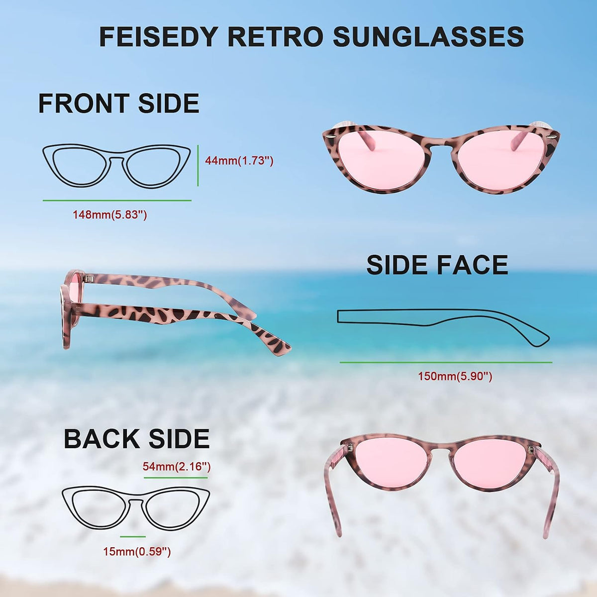 ÉÌƷͼƬ 17 | B08B8G5GR9 | FEISEDY Retro Cat Eye Sunglasses Women Men Vintage Small Cateye UV400 Sunglasses B2617