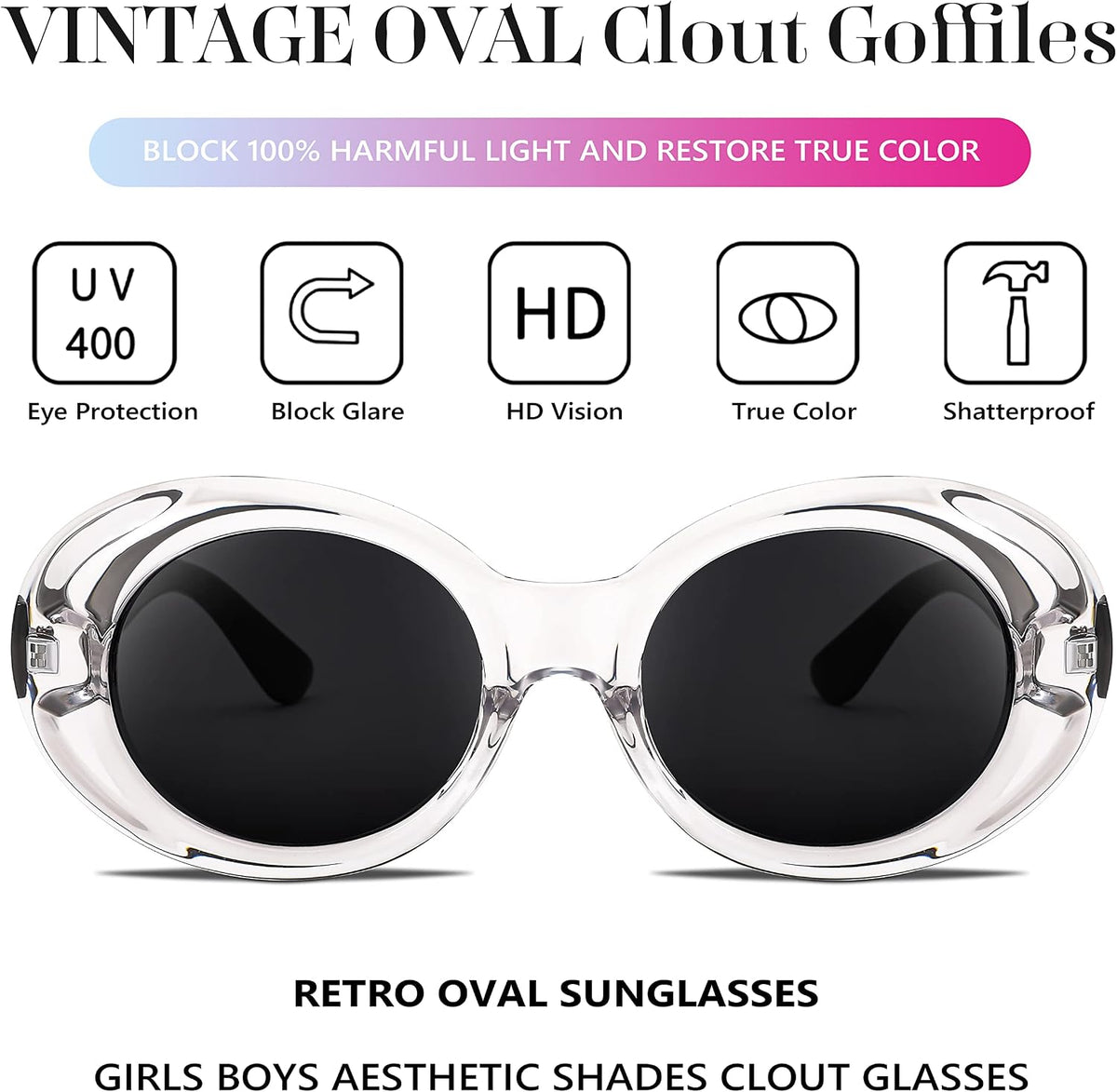 ÉÌƷͼƬ 72 | B074H8KFSZ | FEISEDY Sunglasses White Oval Clout Goggles for Women Men Retro Round Trendy Rimmed Clueless Costume Frame B2253