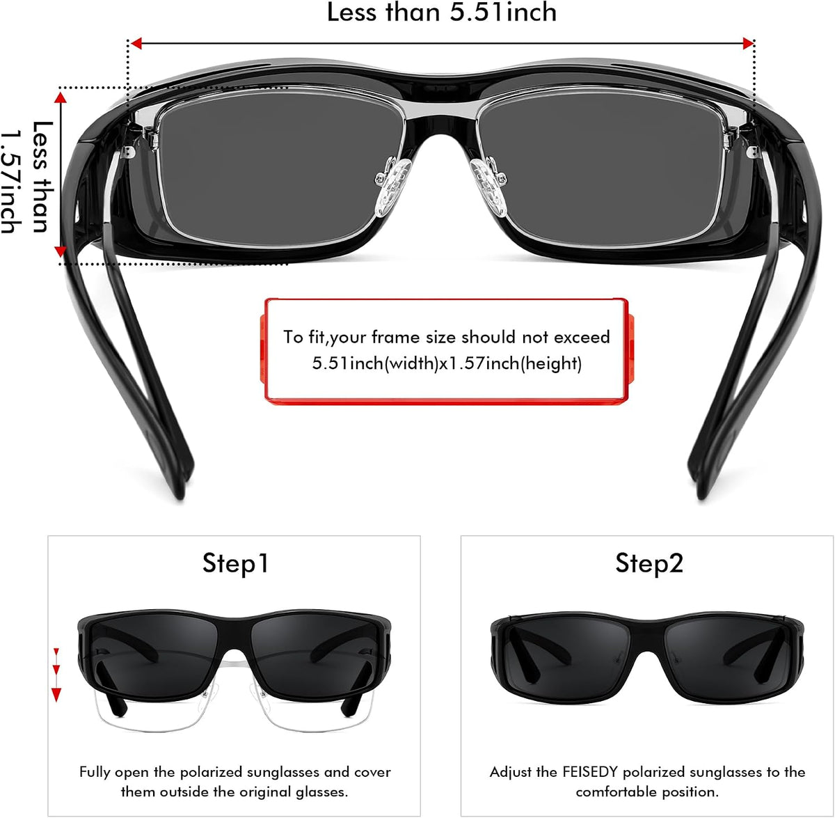 ÉÌƷͼƬ 20 | B089YRDYMP | FEISEDY Polarized Fit Over Glasses Sunglasses Men Women Wrap Around B2593