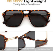 ÉÌƷͼƬ 23 | B0GVNPDBZQ | FEISEDY Retro Aviator Sunglasses Women Men 70s Trendy Square Shades B0422