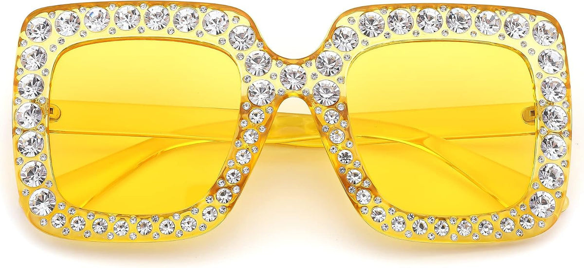 ÉÌƷͼƬ 8 | B077GMJCV8 | FEISEDY Women Sparkling Crystal Sunglasses Oversized Square Thick Frame B2283