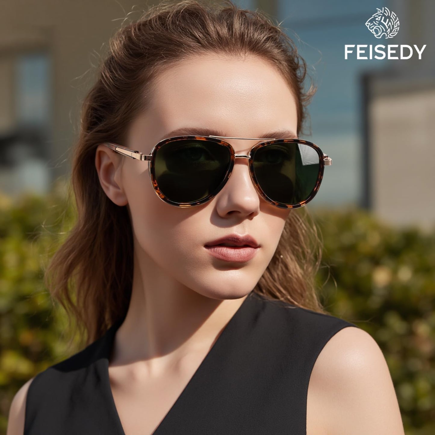 商品图片 22 | B0FPQ6L6K1 | FEISEDY Retro Polarized Aviator Sunglasses for Women Men B0259