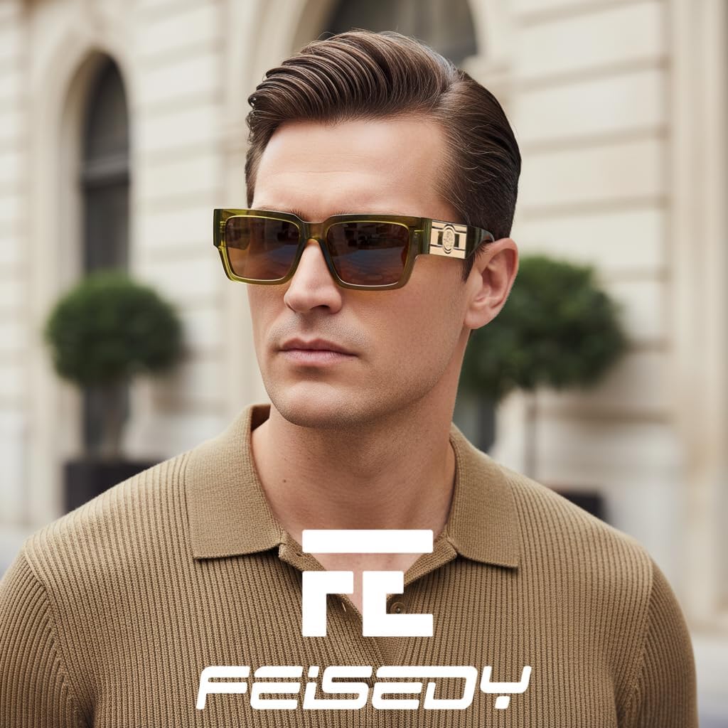 商品图片 10 | B0GD5FWDBC | FEISEDY Retro Trendy Rectangle Polarized Sunglasses for Women Men,Classic Narrow Square Sun Glasses B0314